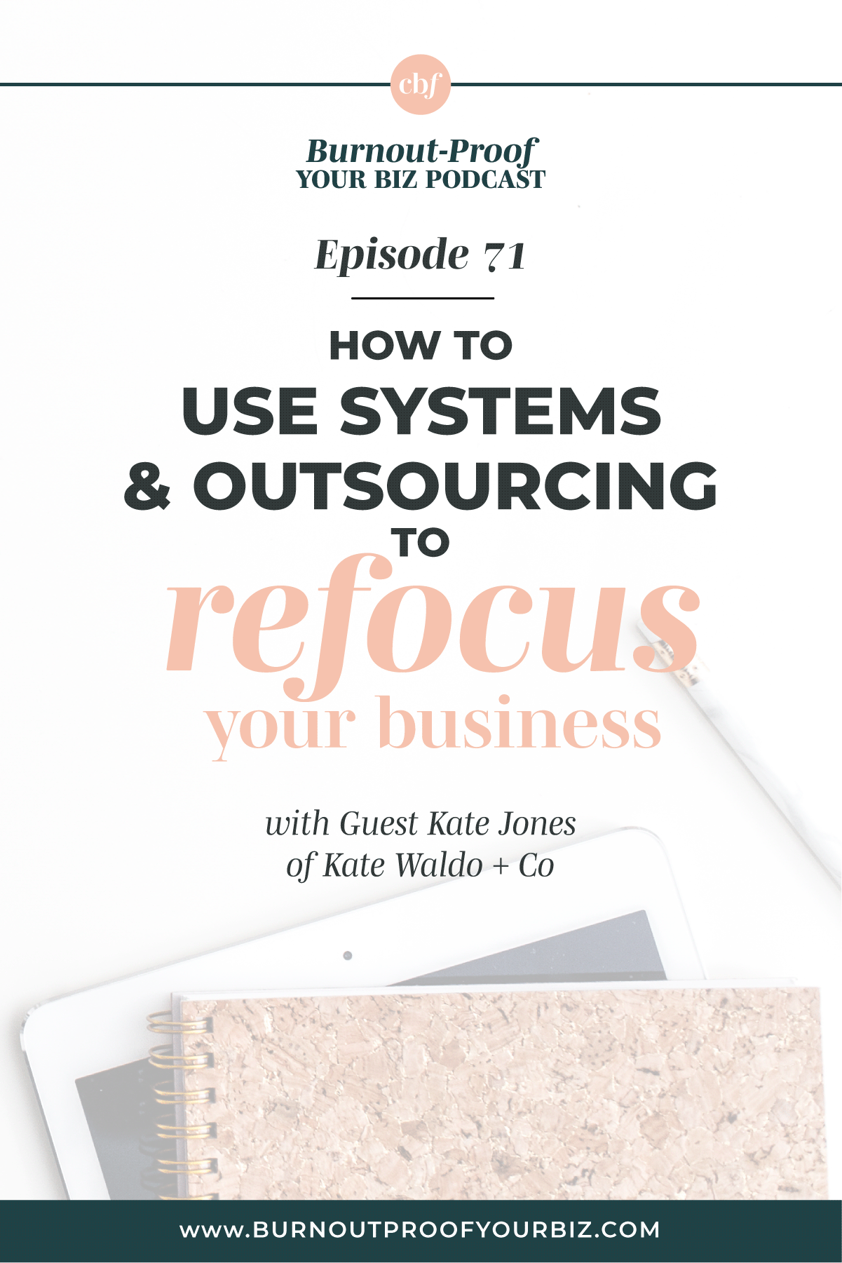 Burnout-Proof Your Biz Podcast with Chelsea B Foster | Ep. 71 - Identifying Your "Queen Bee" Role &amp; Realigning Your Focus Through Systems &amp; Outsourcing with Kate Jones of Kate Waldo + Co