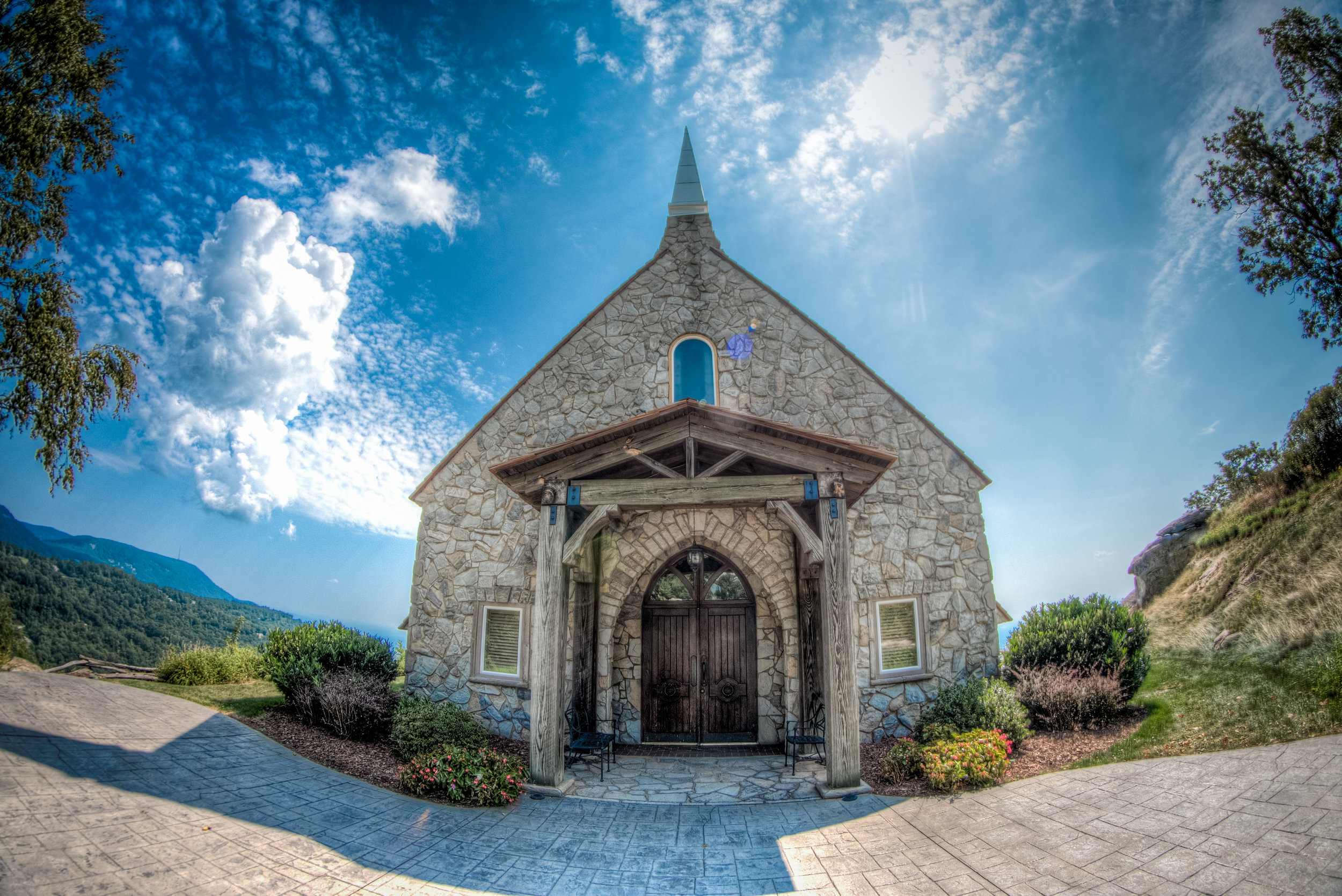 No matter the weather, somehow The Glassy Mountain Chapel is always the perfect backdrop for a wedding day.