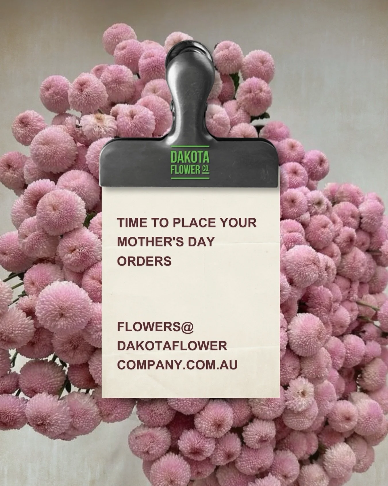 PLACE AND WE WILL PICK: The countdown to Mother&rsquo;s Day is on and we&rsquo;re ready to receive your orders and set them aside.

We have two location pick up spots available:
Our new Kyneton Warehouse and Epping Flower Market

PRE-ORDERS TO: flowe