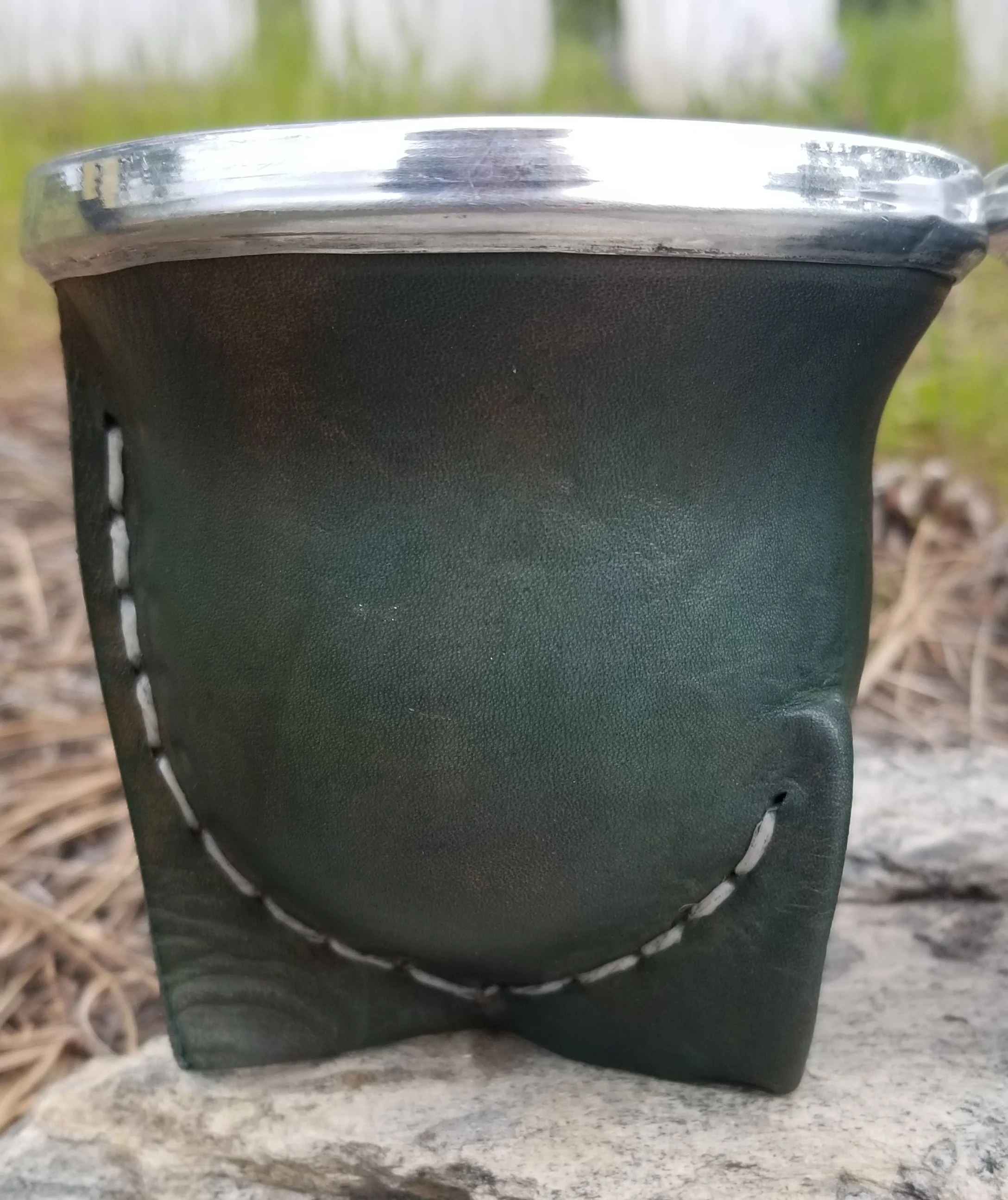green leather short gourd