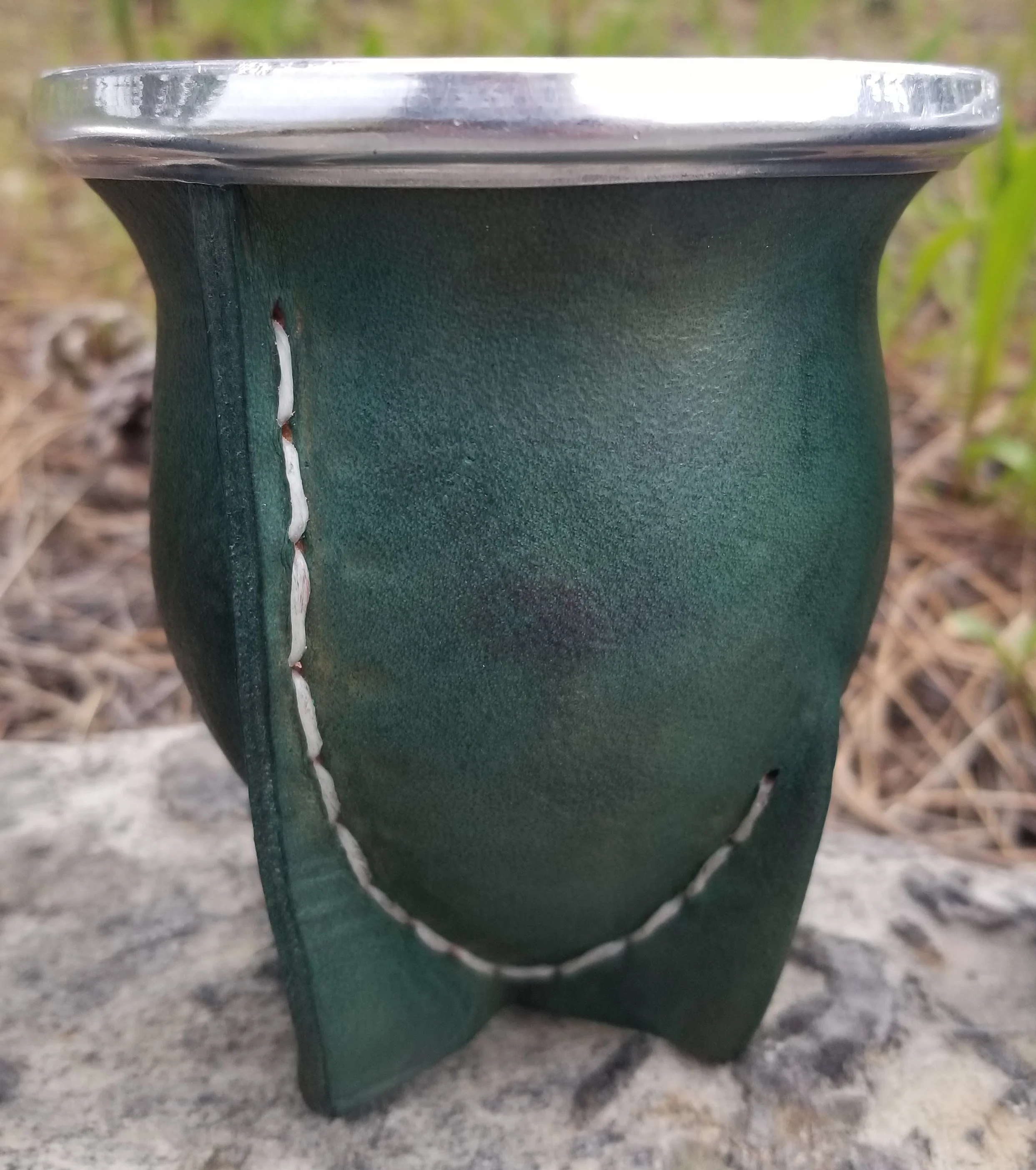 medium green leather gourd
