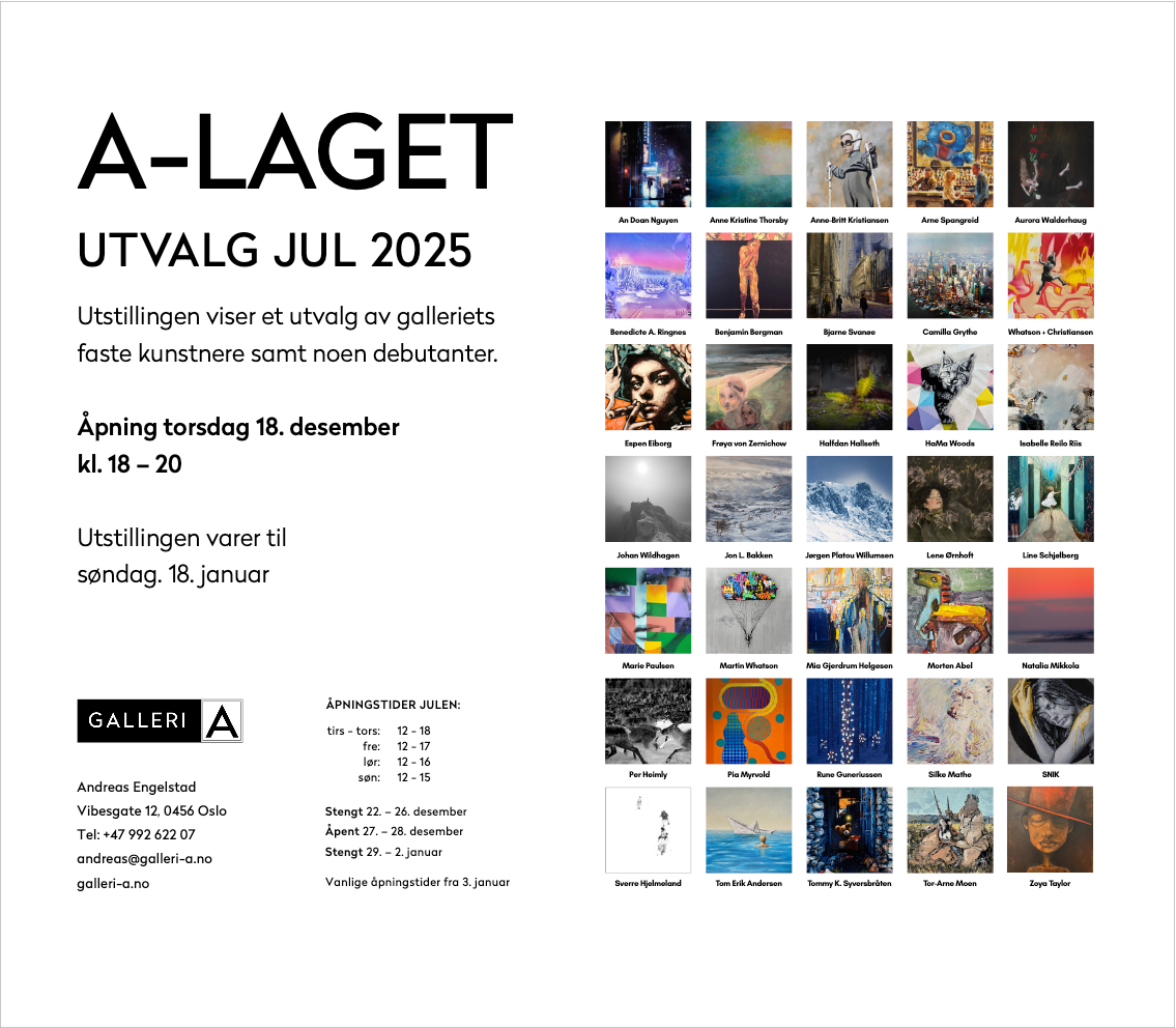 Mixed Exhibition, 18th. Dec. 2025 -  18th. Jan. 2026 Galleri A, Vibesgate 12, Oslo. 