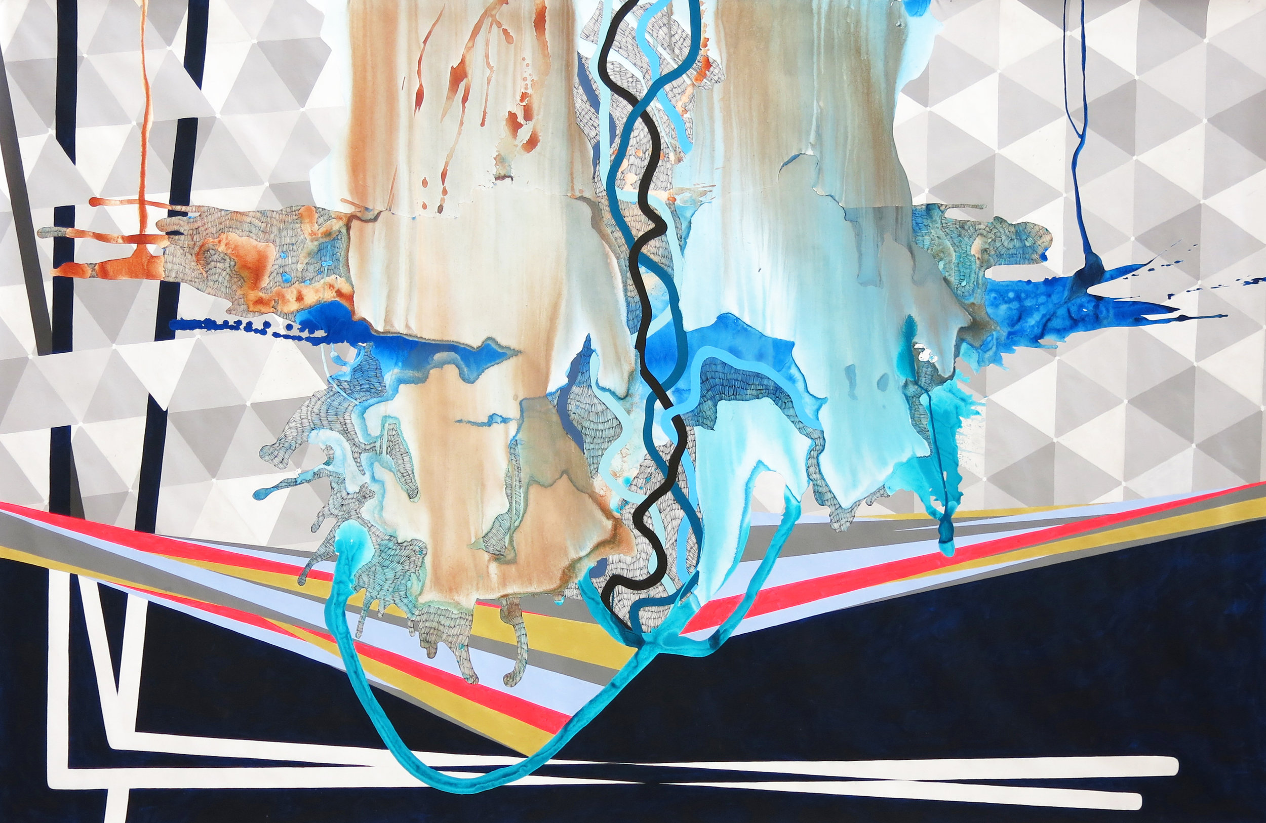 Ice Melt. Highflow Acrylic and gouache on tyvek. 58in x 104in. 2018