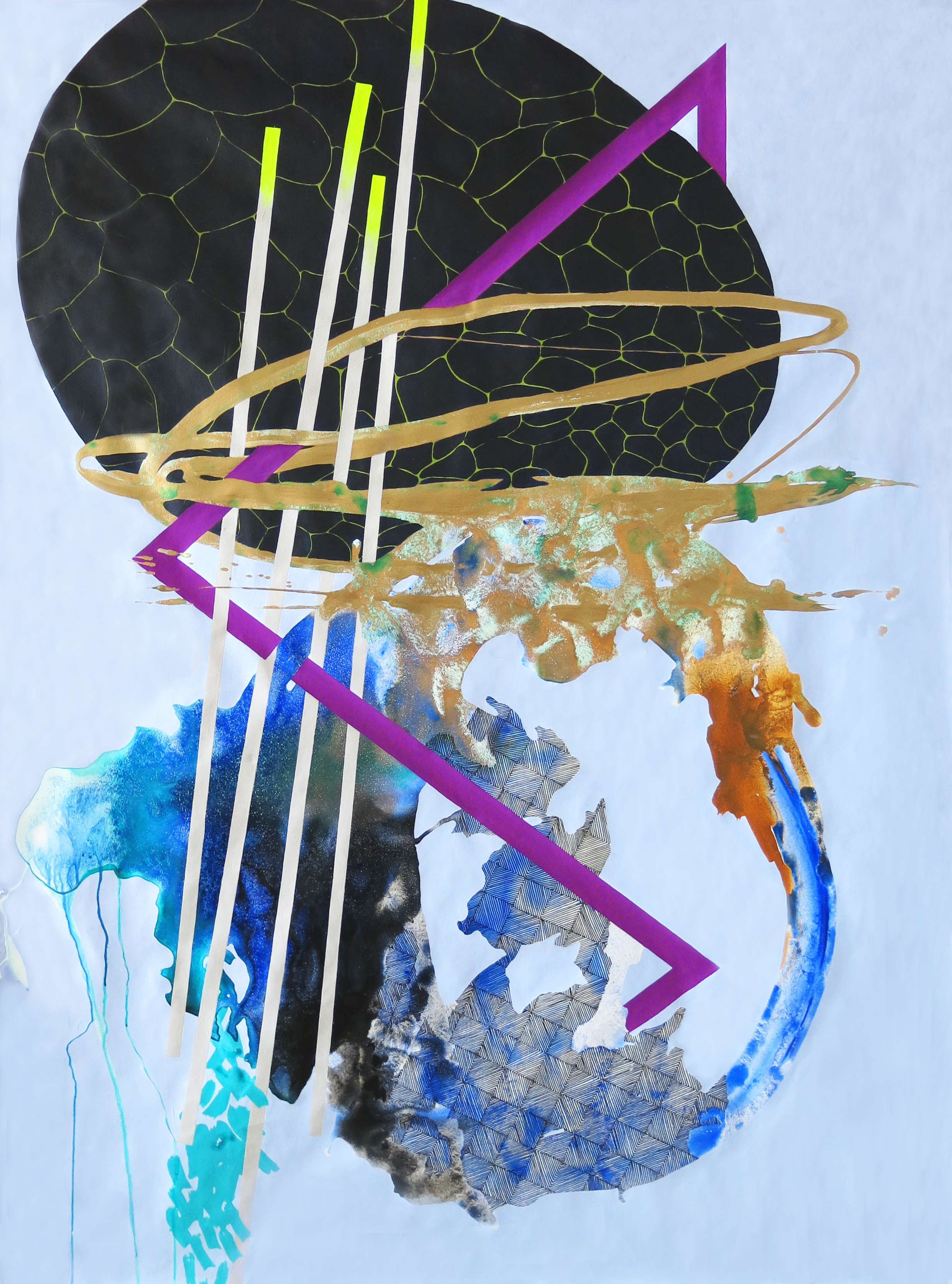 Steady State. Highflow acrylic and gouache on tyvek. 40in x 60in. 2018