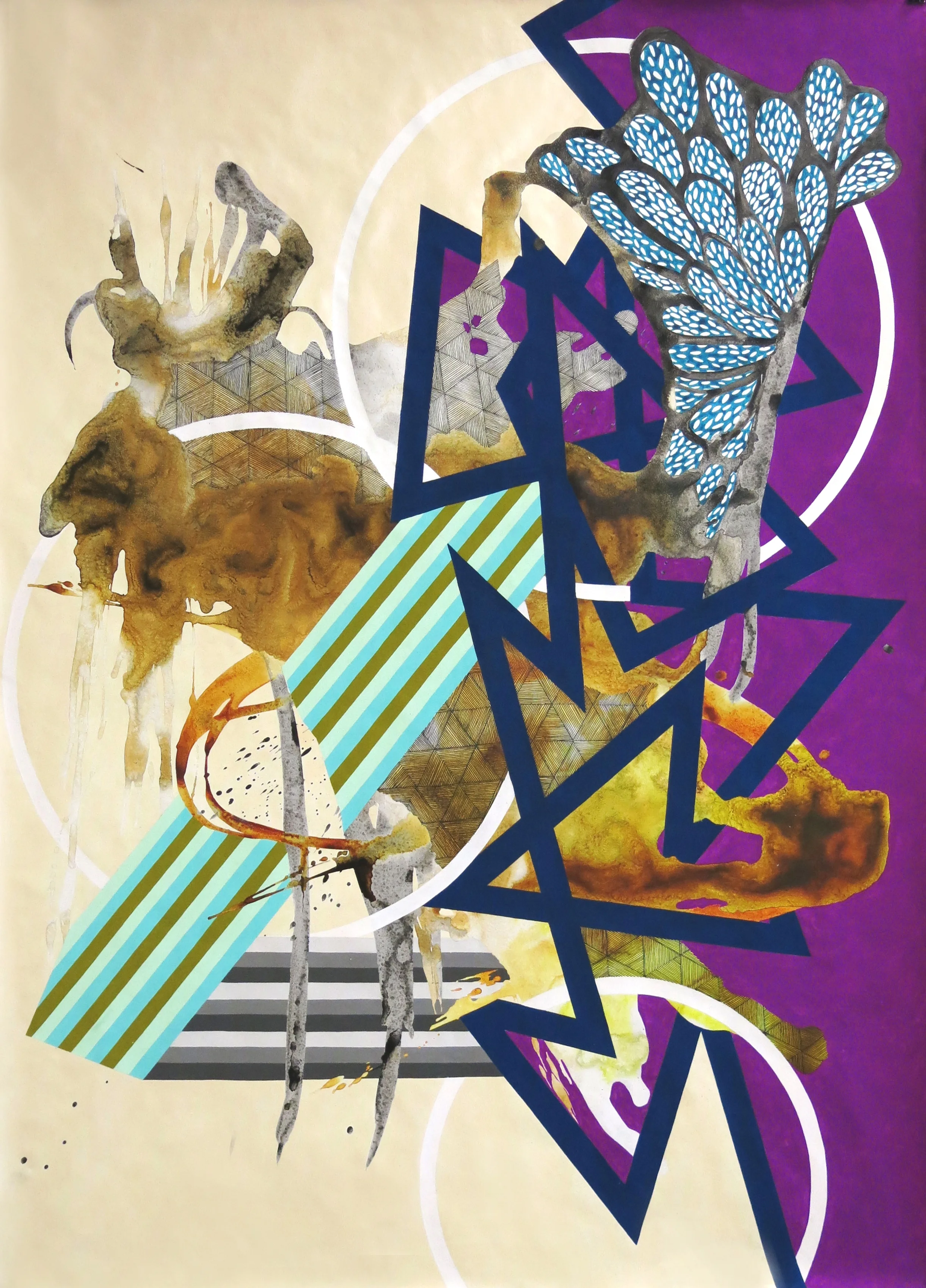 Bramble. Highflow acrylic and mixed media on tyvek. 60in x 44in. 2019.