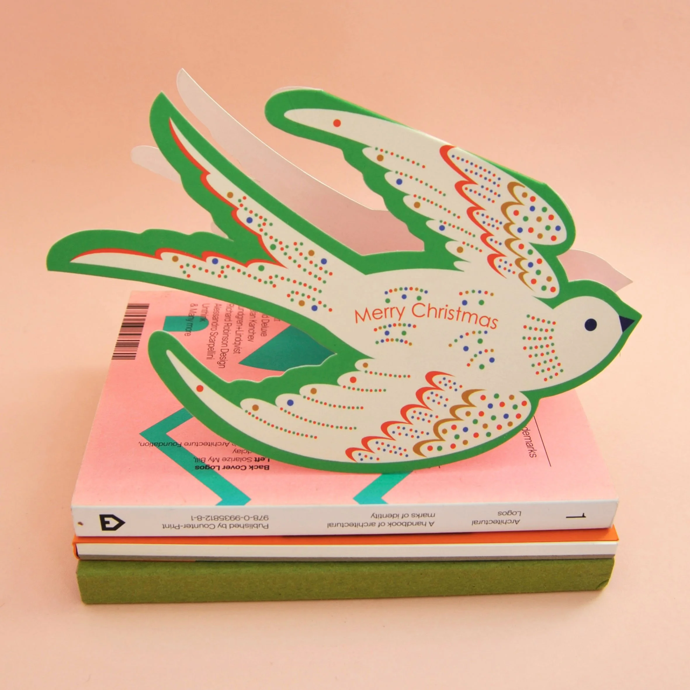 Whimsical Rocking Bird Merry Christmas Die Cut Card