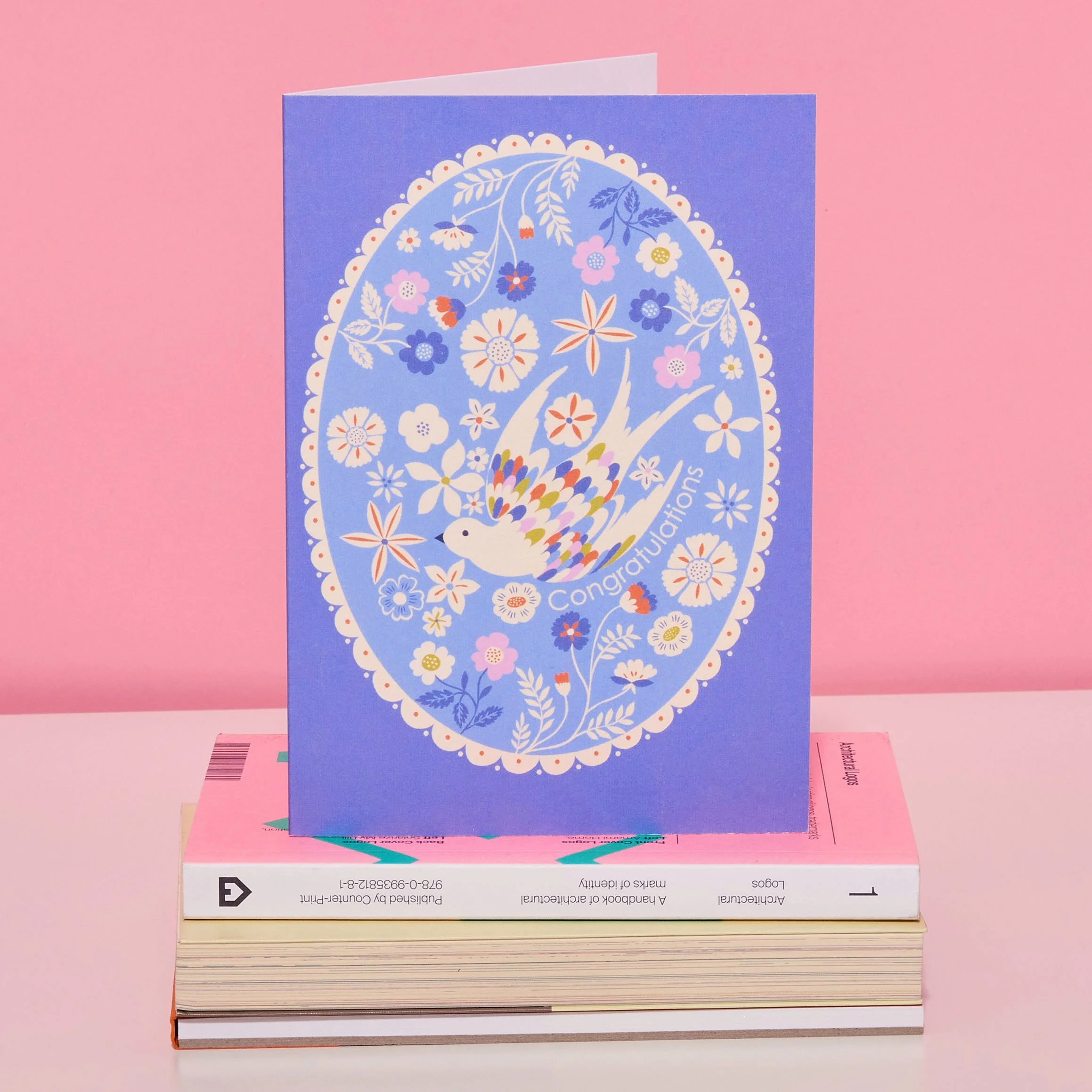 Congratulations Floral & Birds Border Card