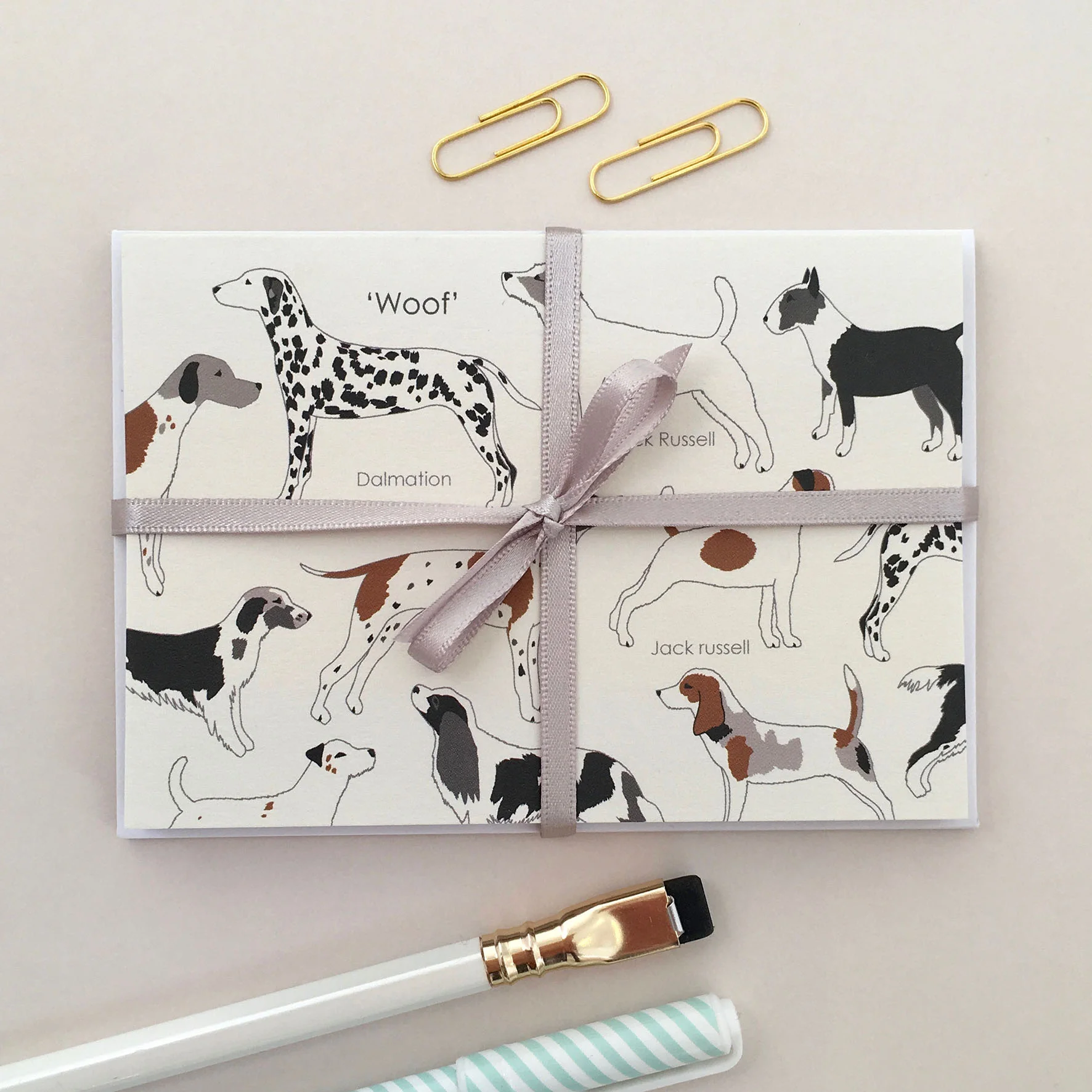 'Woof' notecard collection in ribbon.jpg