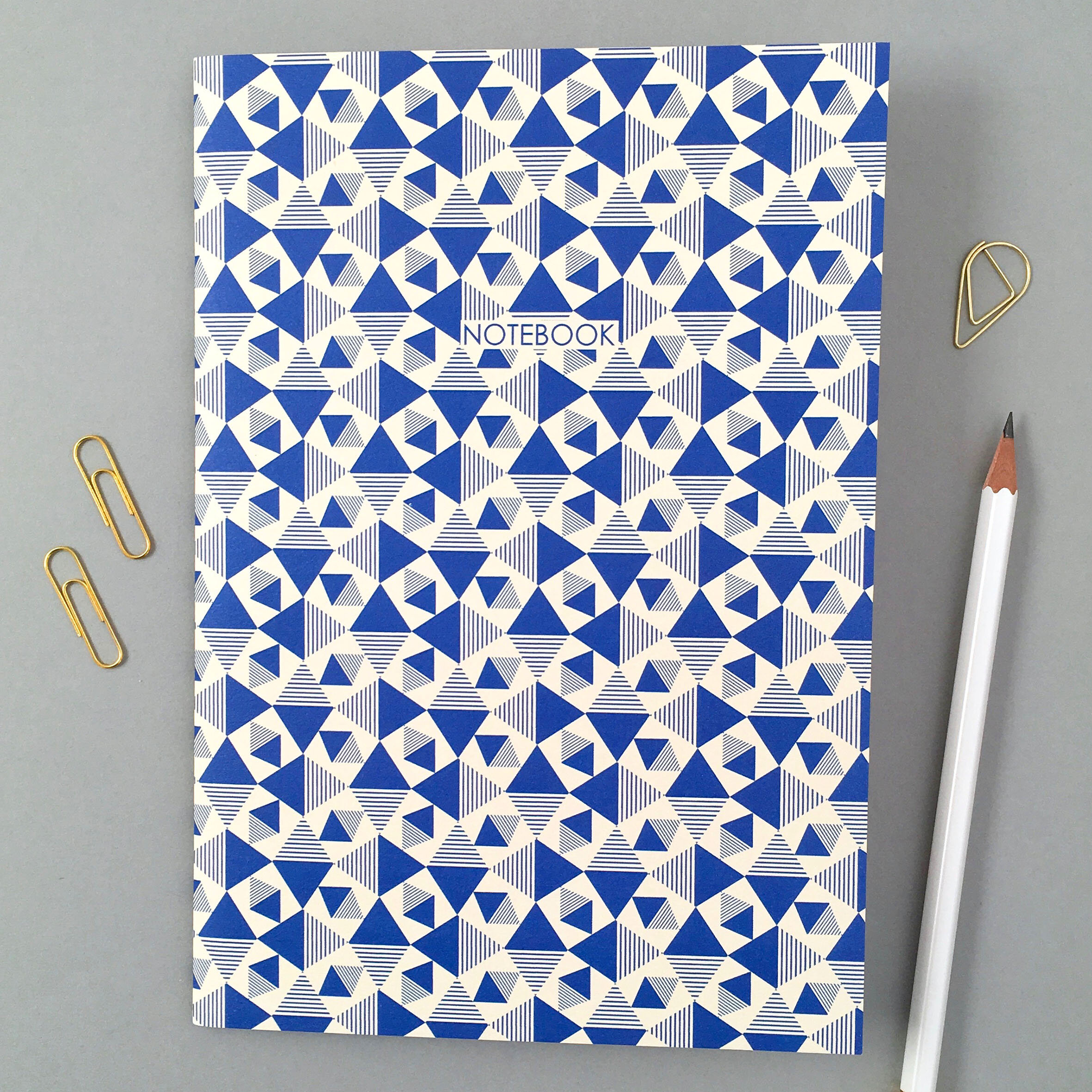 Blue & Cream Geometric Printed Notebook