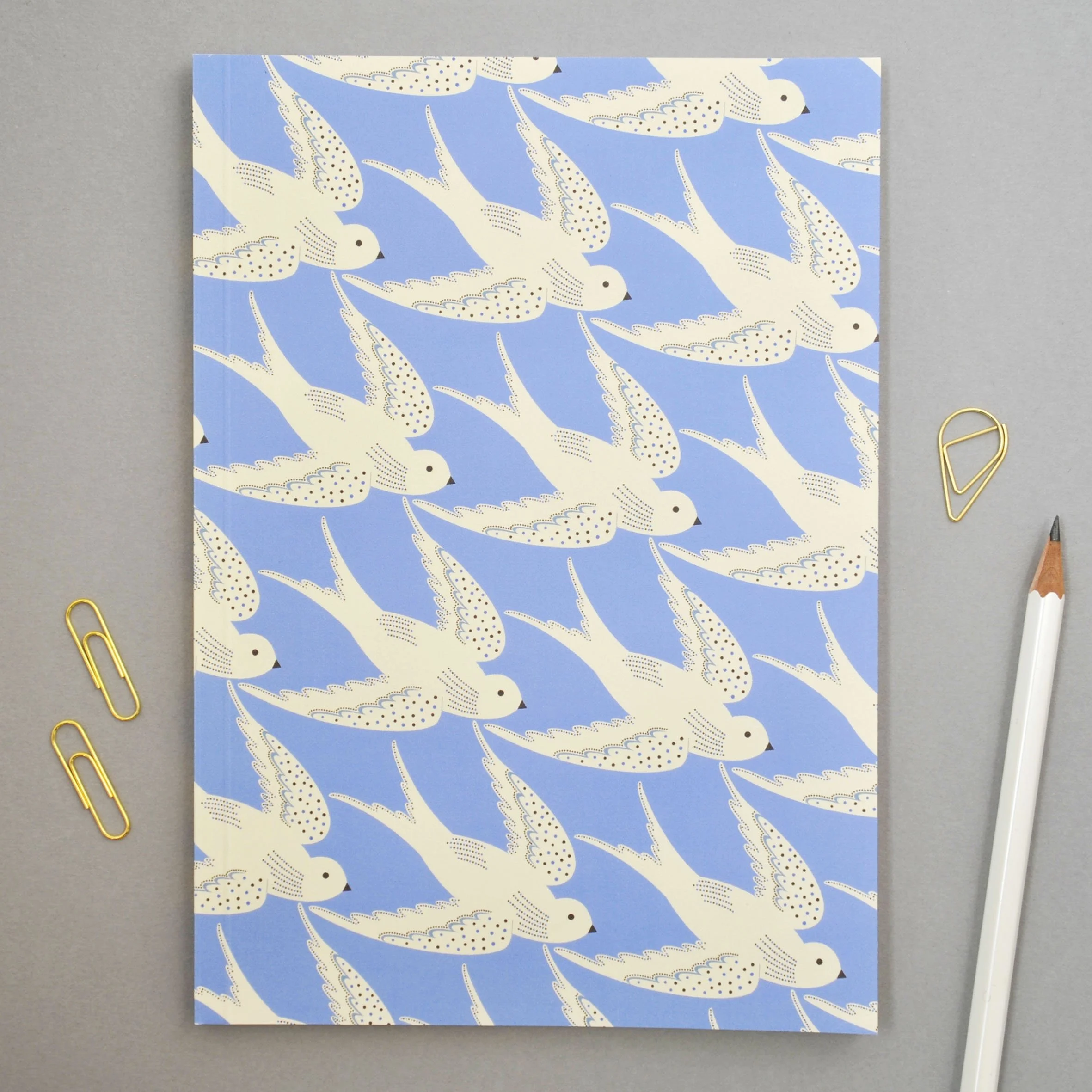Birds in Blue Perfect Bound Notebook