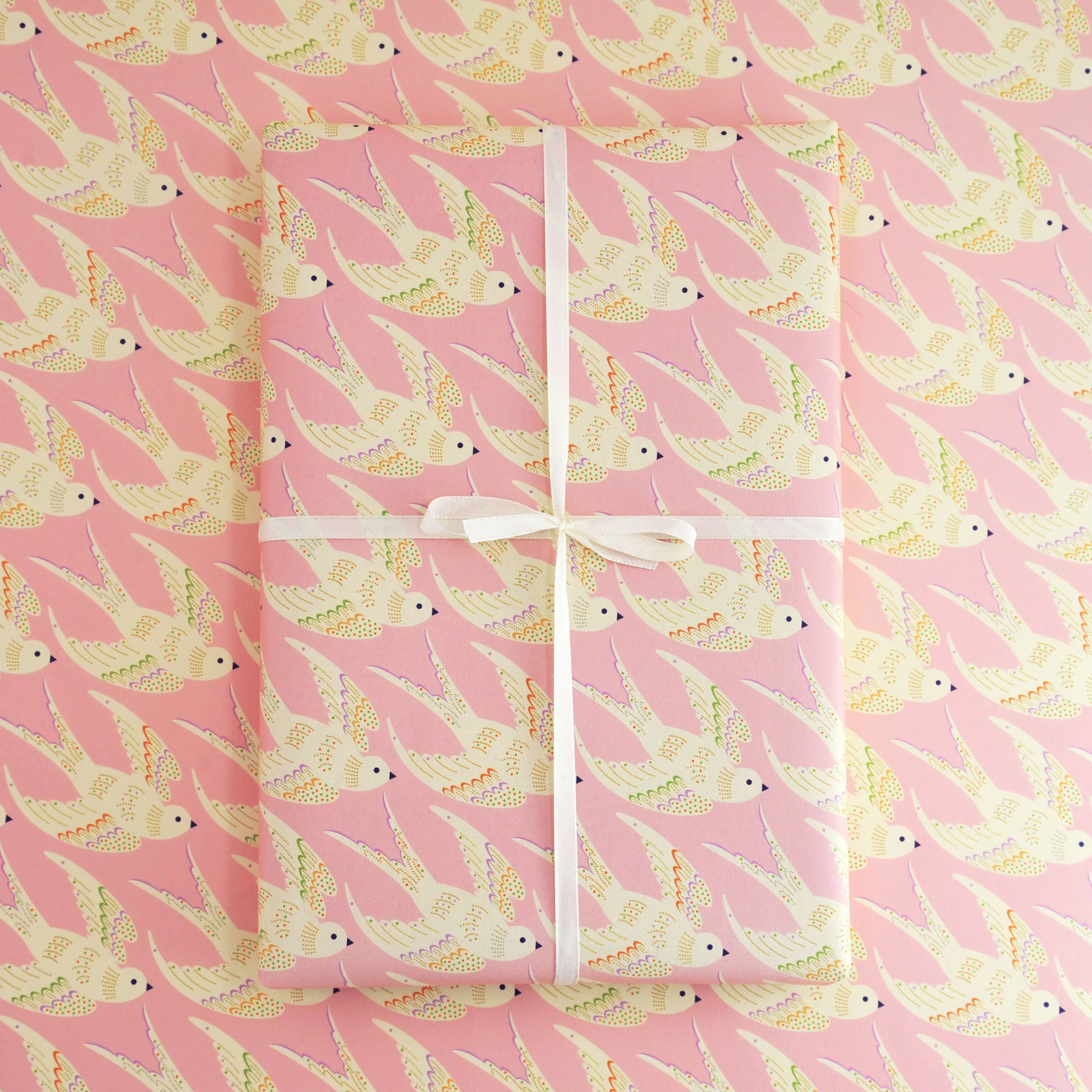 Birds in Pink Wrapping Paper