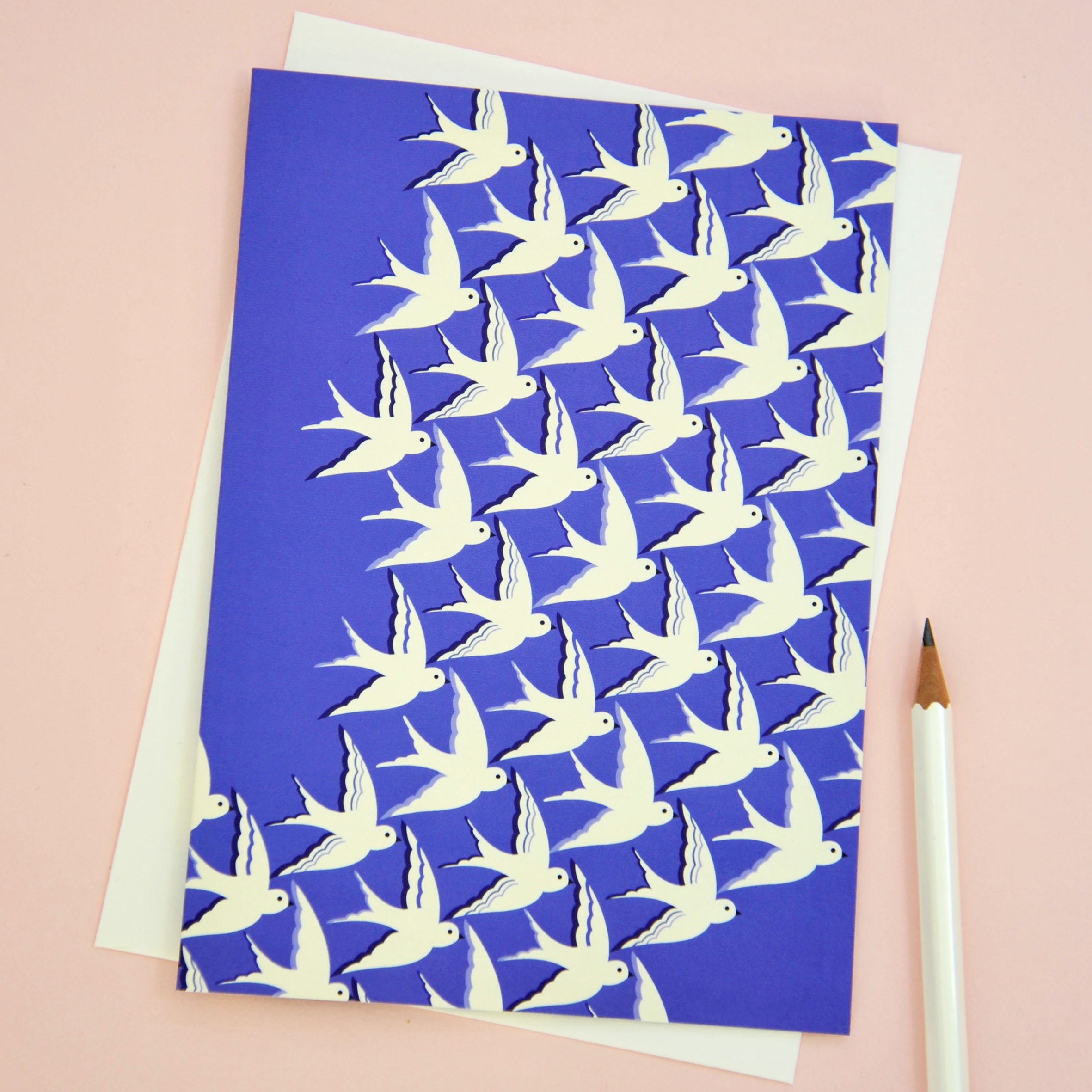 Birds in flight in Blue Card