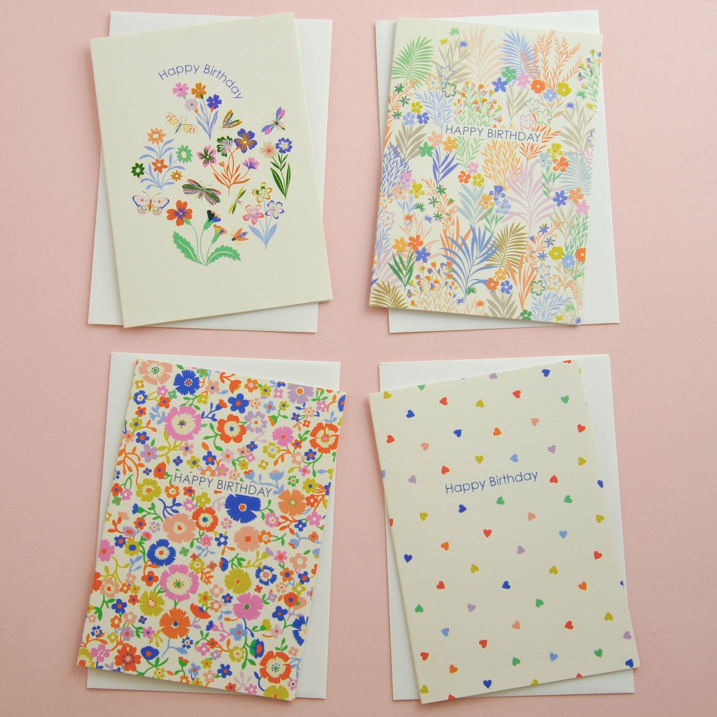 Set of 4 Happy Birthday Cards