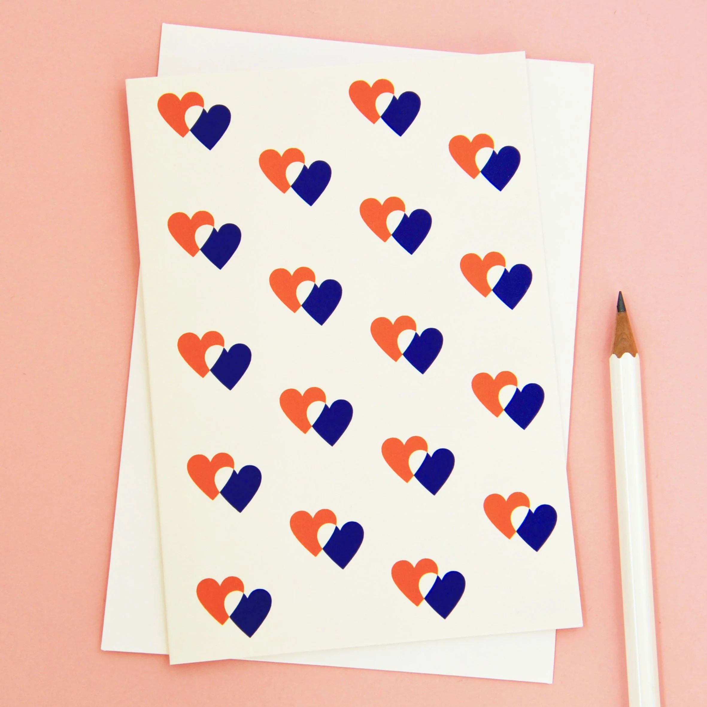 Love Hearts in Blue & Red Card