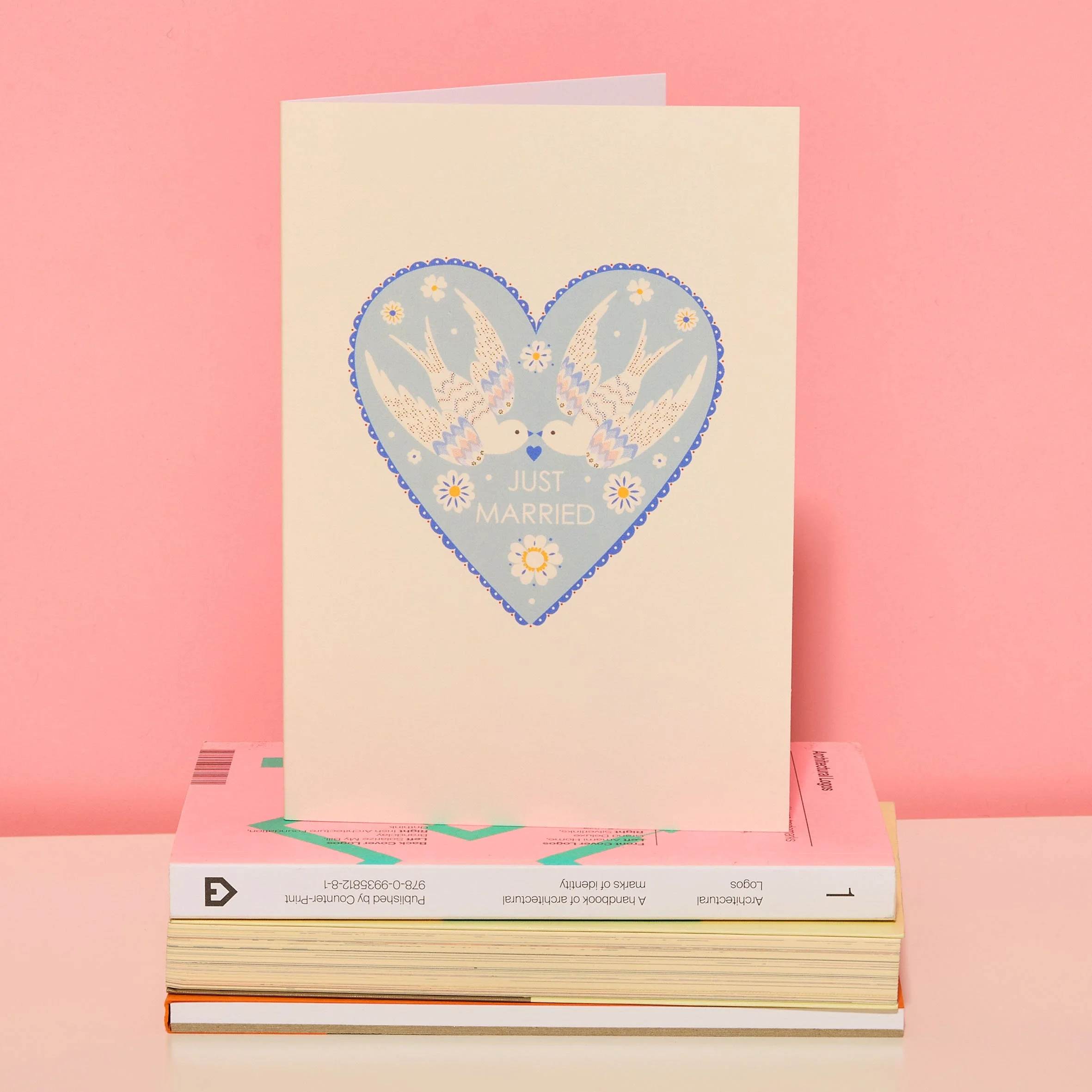 Just Married Love Birds Greetings Card