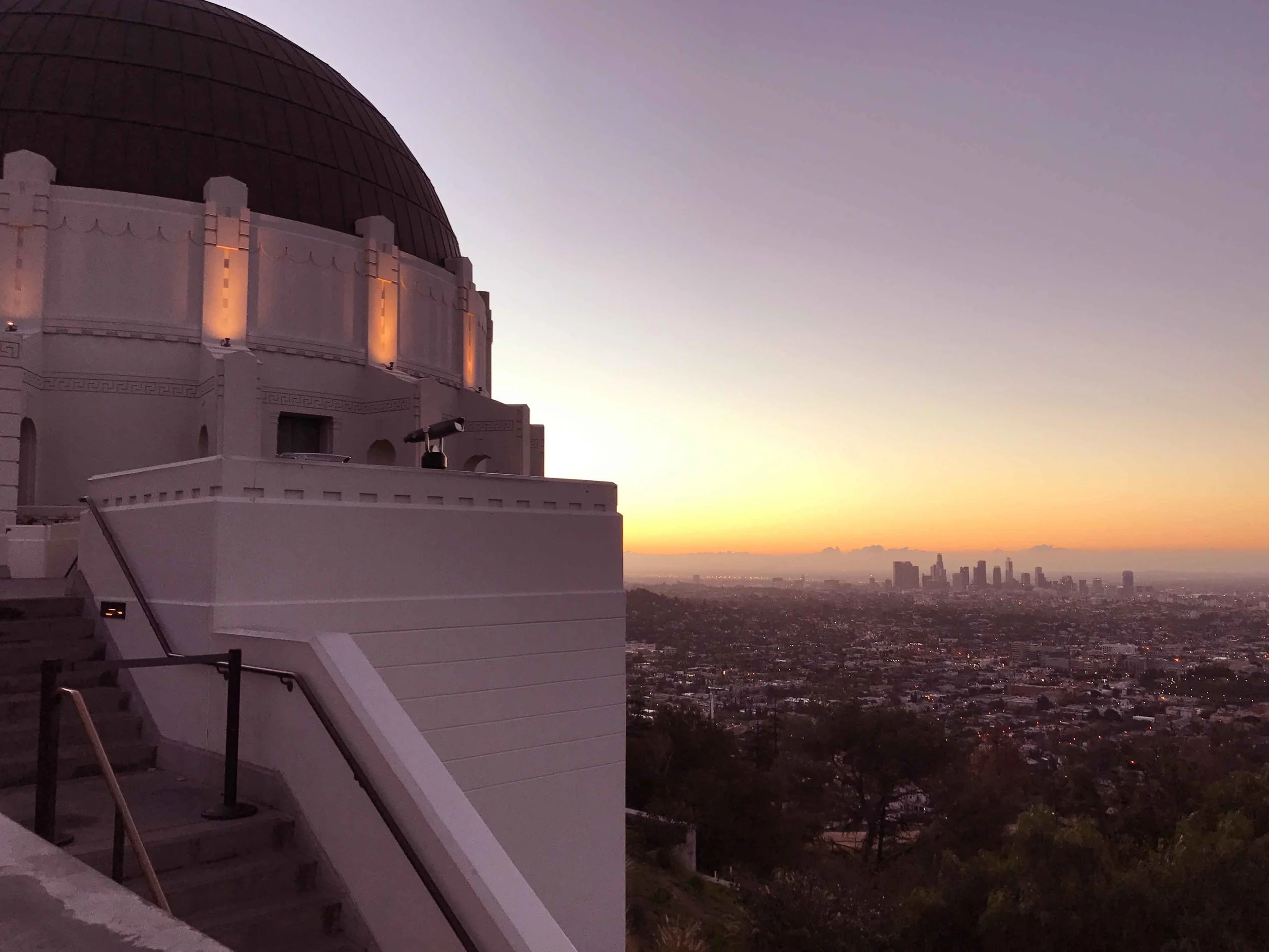 Sunrise from Griffith Park Observatory, Los Angeles, California. Image©thingstodot.com