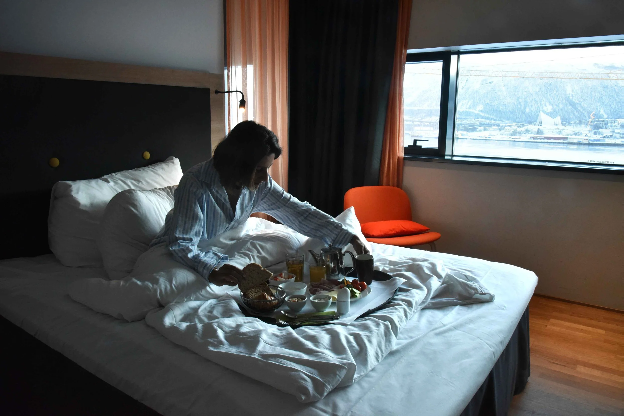 Breakfast in bed, Clarion Hotel the Edge, Tromso, Norway. Image©thingstodot.com