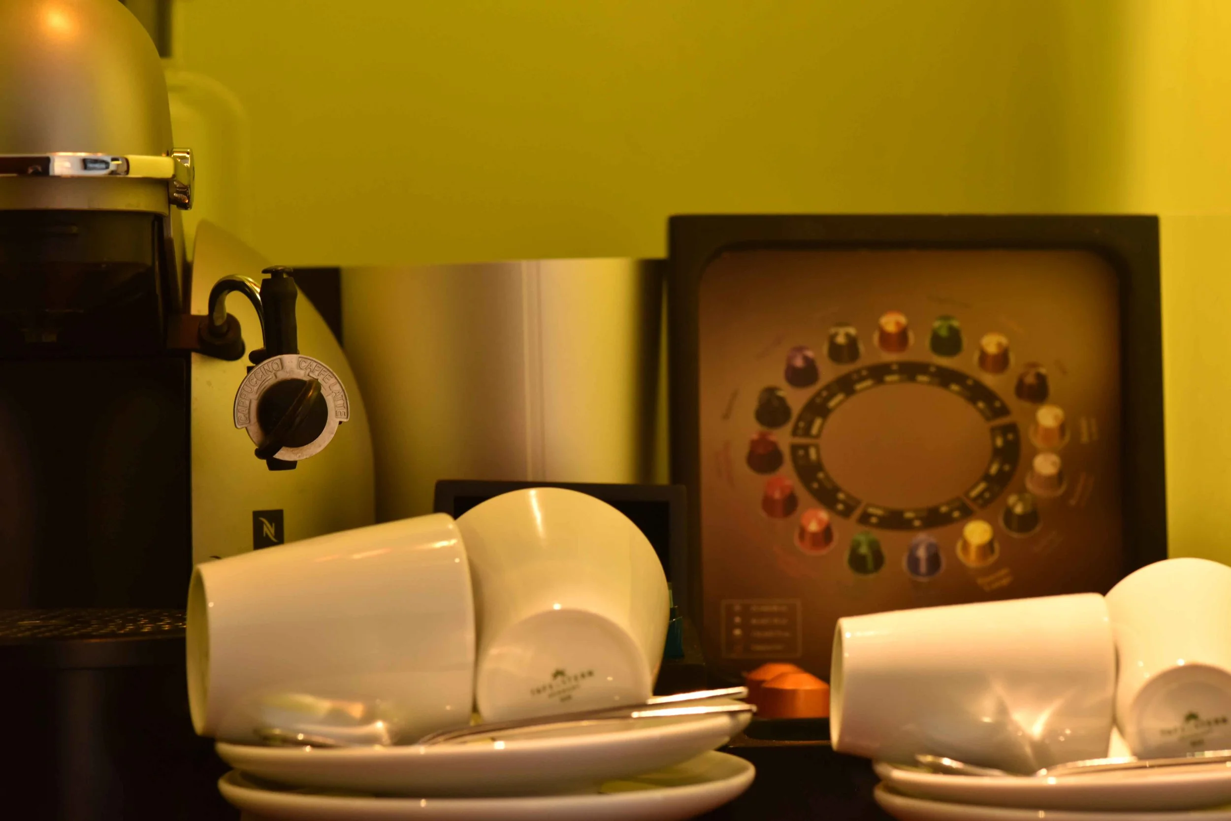 Nespresso machine, superior room with canal view, Sofitel Legend Amsterdam The Grand. Image©thingstodot.com
