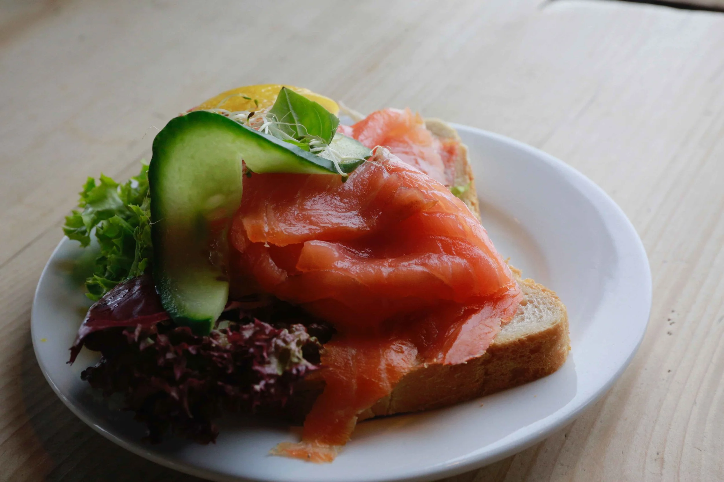 Open salmon sandwich, Frognerseteren, traditional Norwegian café & restaurant, Oslo. Photo: Oslo Photo Tour. Image©thingstodot.com