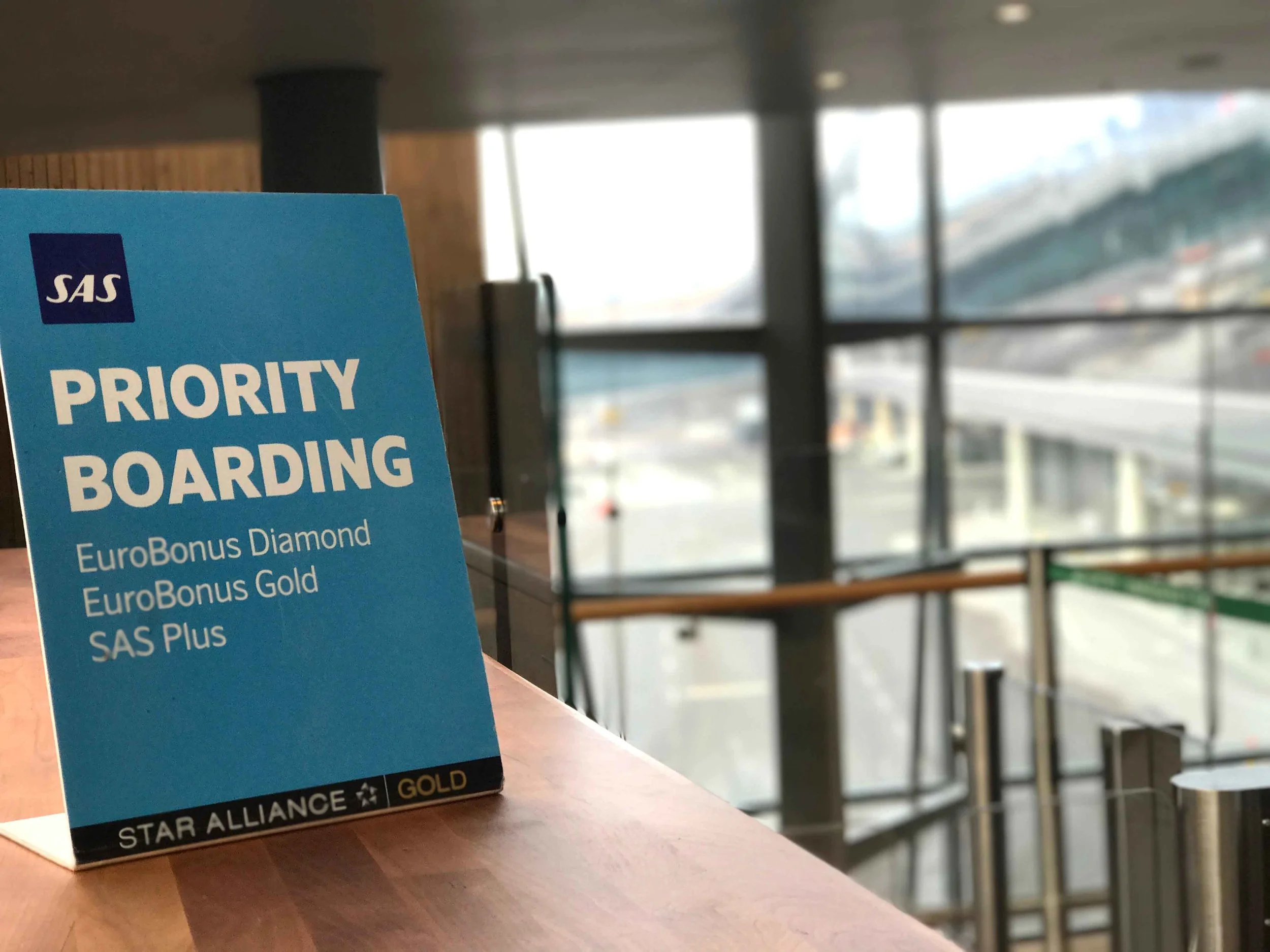 SAS Priority Boarding, Oslo airport, Oslo, Norway. Image@thingstodot.com