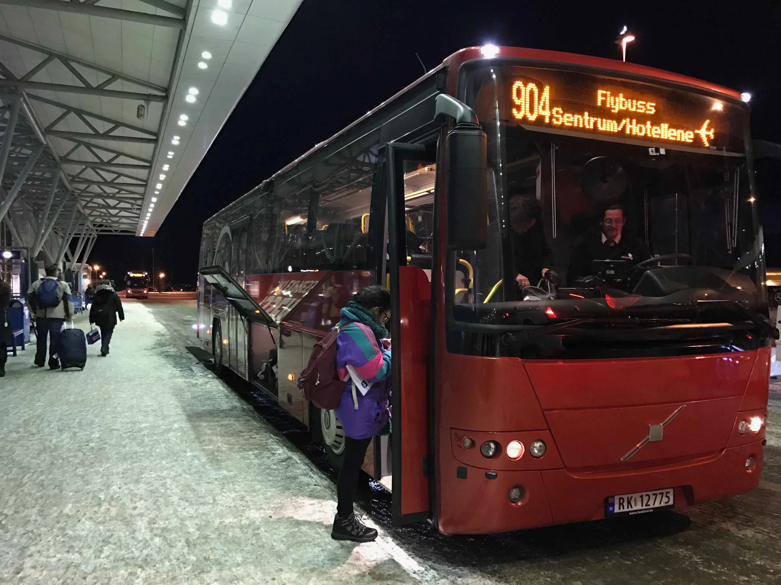 Tromso Airport Shuttle, Flybuss, Tromso airport, Langnes, Norway. Image©thingstodot.com