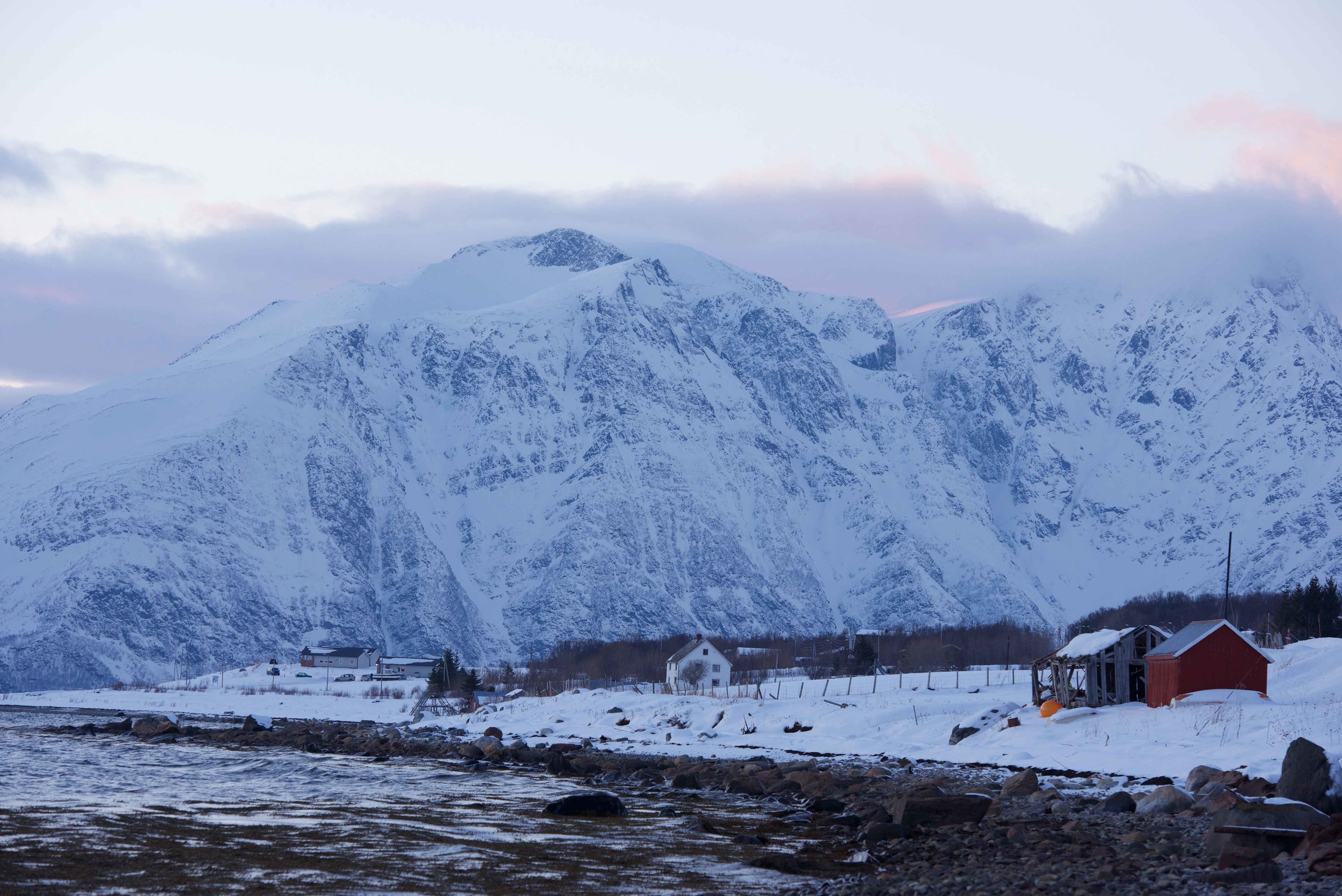 Arctic scenery, Lyngen Alps, Norwegian fjords, Lyngen Lodge, Arctic Circle, Norway. Image©thingstodot.com