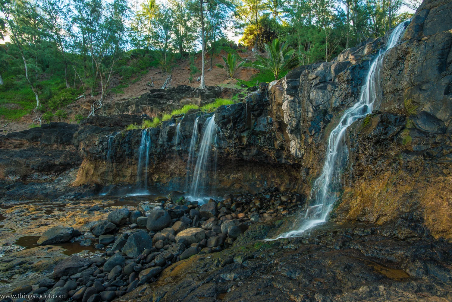 Secret Beach Waterfalls, Kalihiwai, Kauai, Hawaii, USA. Photo: www.pk-worldwide.com. Image©www.thingstodot.com