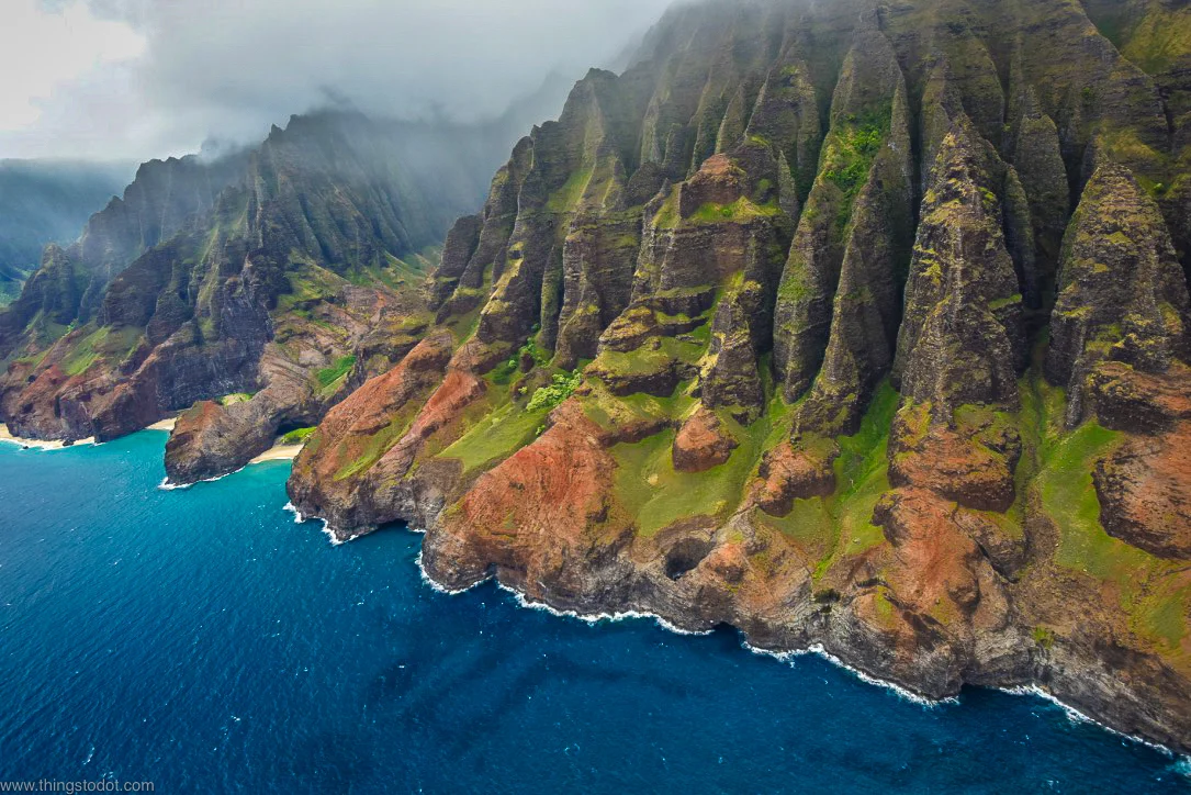 Na Pali Coast, Kauai, Hawaii, aerial view, Jack Harter Doors Off Helicopter Tour. Photo: Gunjan Virk. Image©www.thingstodot.com