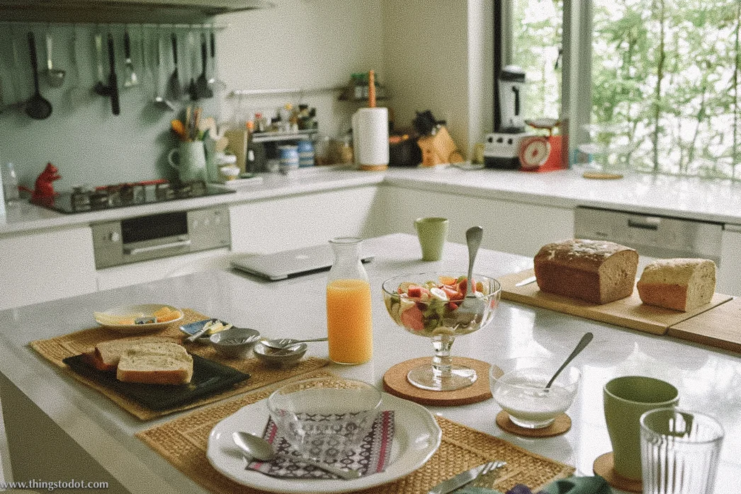 Western breakfast, Airbnb, Tokyo, Japan. Image©www.thingstodot.com.