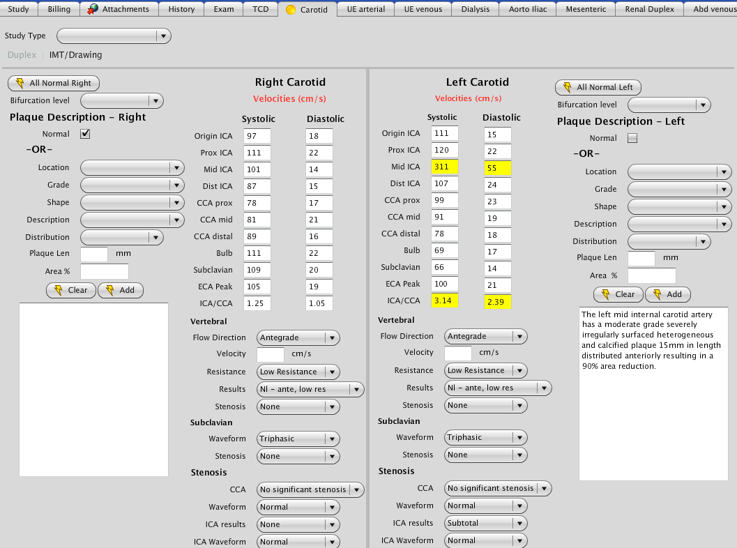 Carotid Data Entry