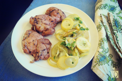 Coffee-Rubbed Chicken with Ginger-Garlic Summer Squash