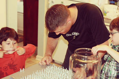 Make a math lesson out of counting out Hershey Kisses before deployment begins.