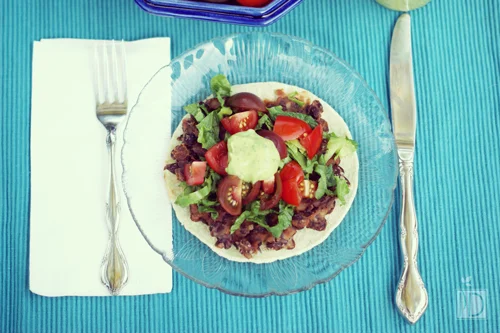 Black Bean Tacos with Avocado Cilantro-Lime Sauce
