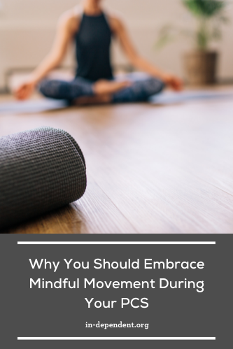 mindful military PCS tips woman mediating on yoga mat
