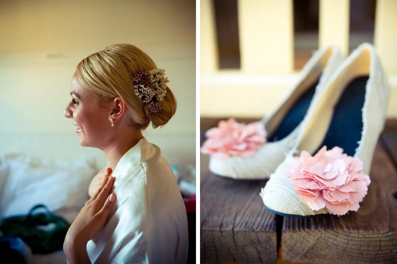 Portrait of bride getting ready in Anchor Bay, CA