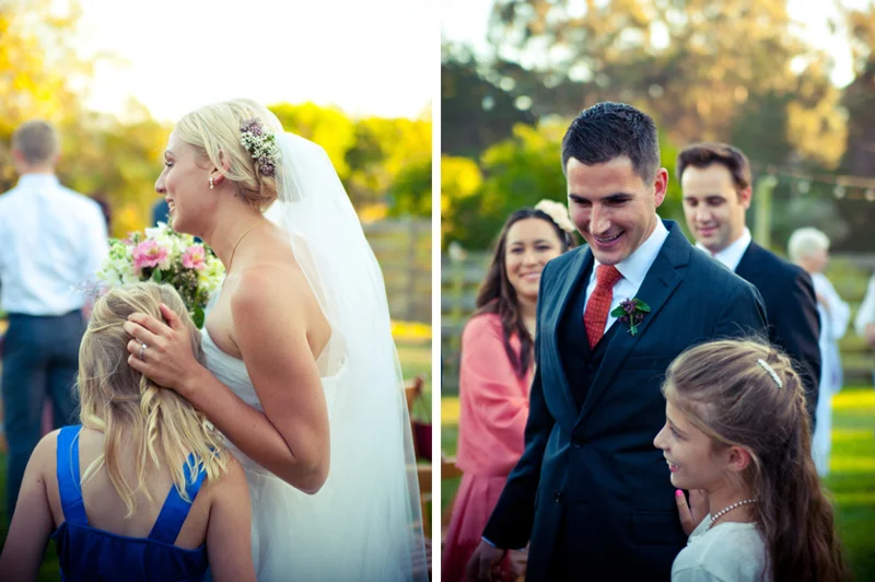 Couple greets wedding guests