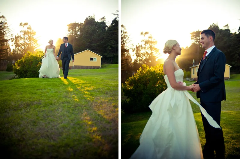 Bride and Groom at Mar Vista Cottages at Sunset
