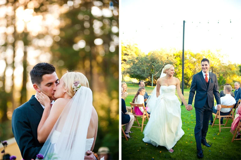 Bride and Groom kiss in Anchor Bay, CA