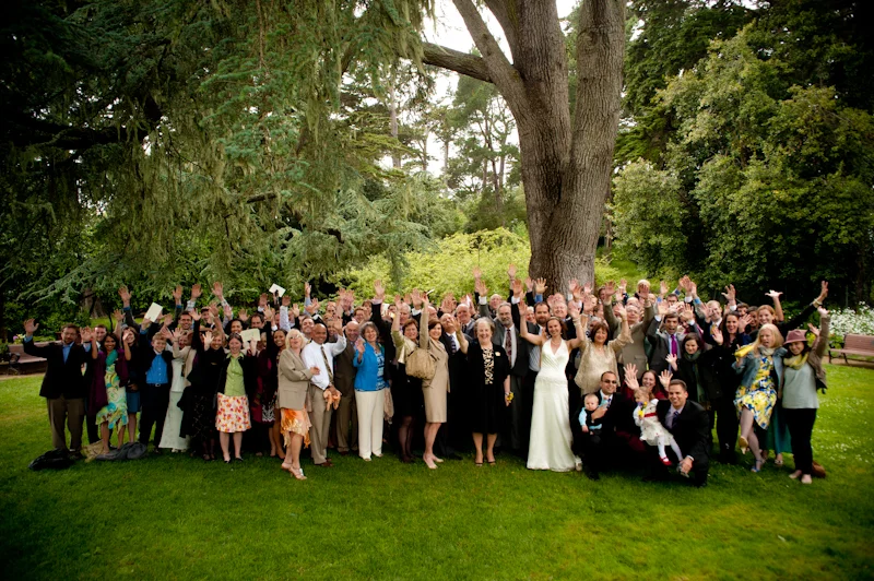Bride, Groom, and Guests at Shakespeare Garden