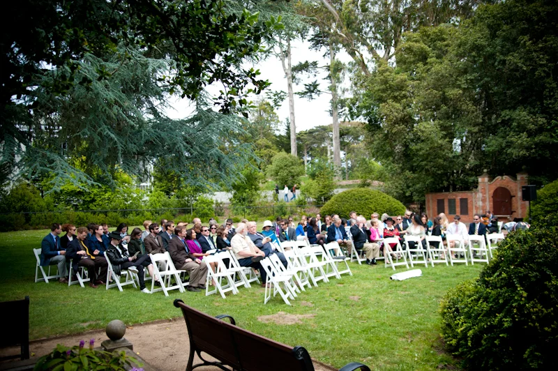 Seated guests at Shakespeare Garden in Golden Gate Park