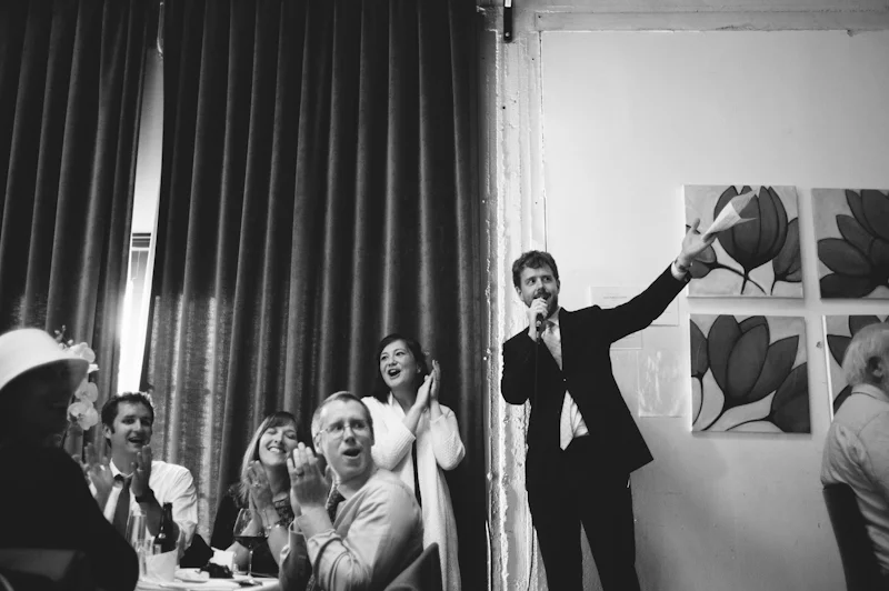 Wedding MC speaking at Axis Cafe