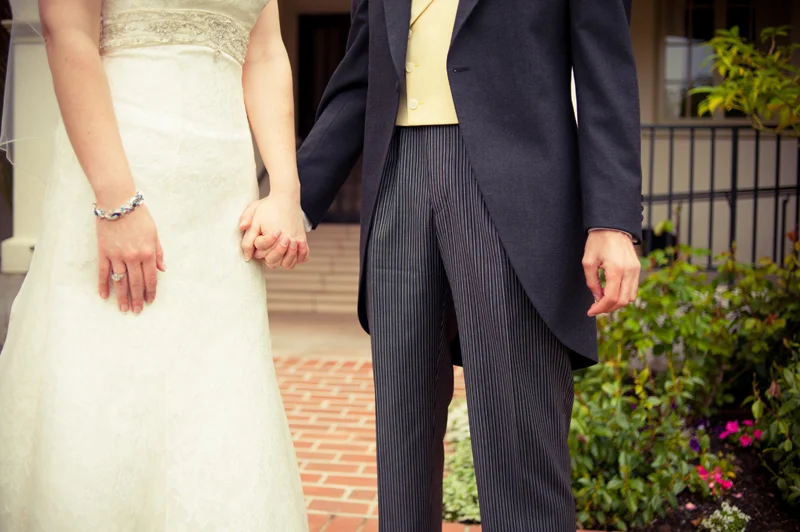 Bride and Groom holding hands in Piedmont, CA