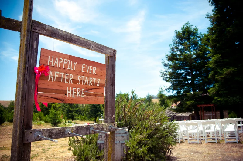 Sign at wedding ceremony