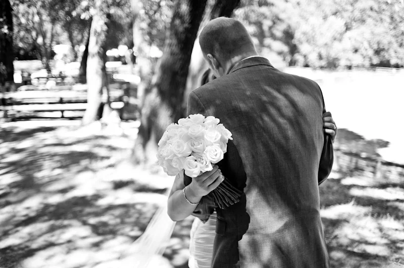 Bride and Groom embracing at first look