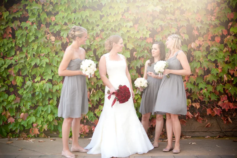 Candid photo of Bride and Bridesmaids at Viansa Winery in Napa, CA