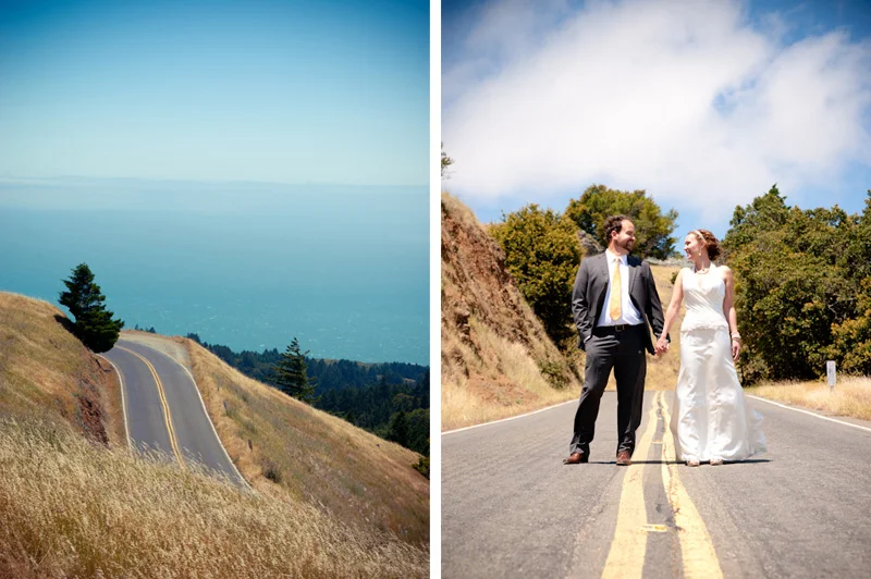 Bride and Groom at Trojan Point in Marin, CA