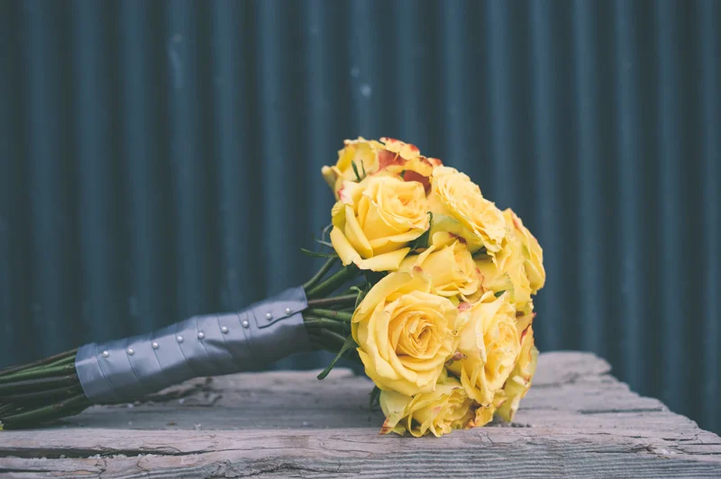 Detail of yellow rose bouquet
