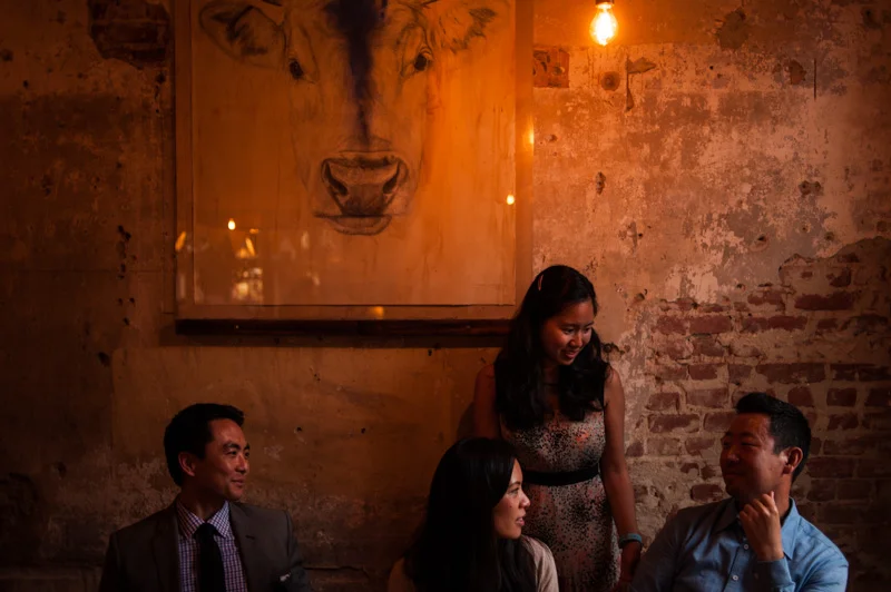 Wedding guests mingling