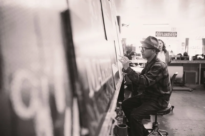 Portrait of local sign painter in Berkeley