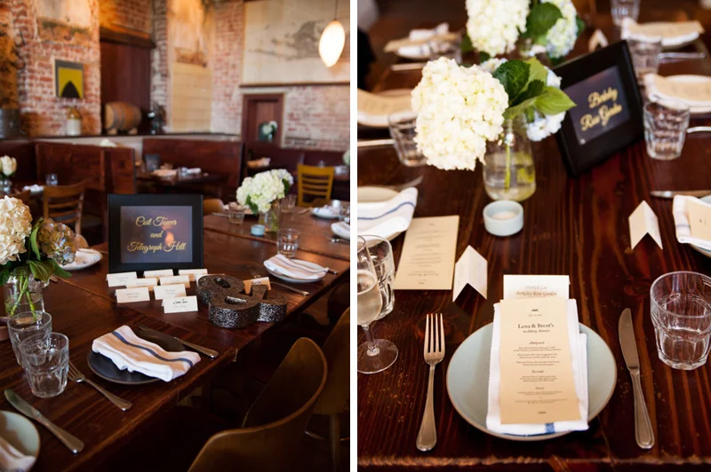 Detail of table setting at Pizzaiolo wedding